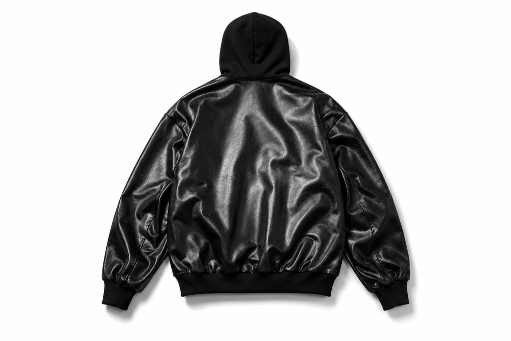 Hooded leather jacket