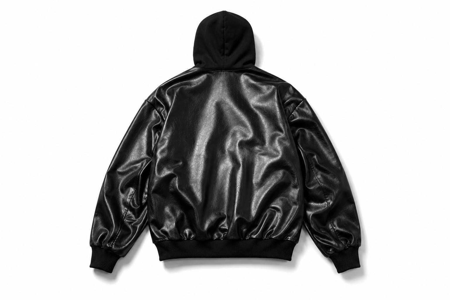 Hooded leather jacket