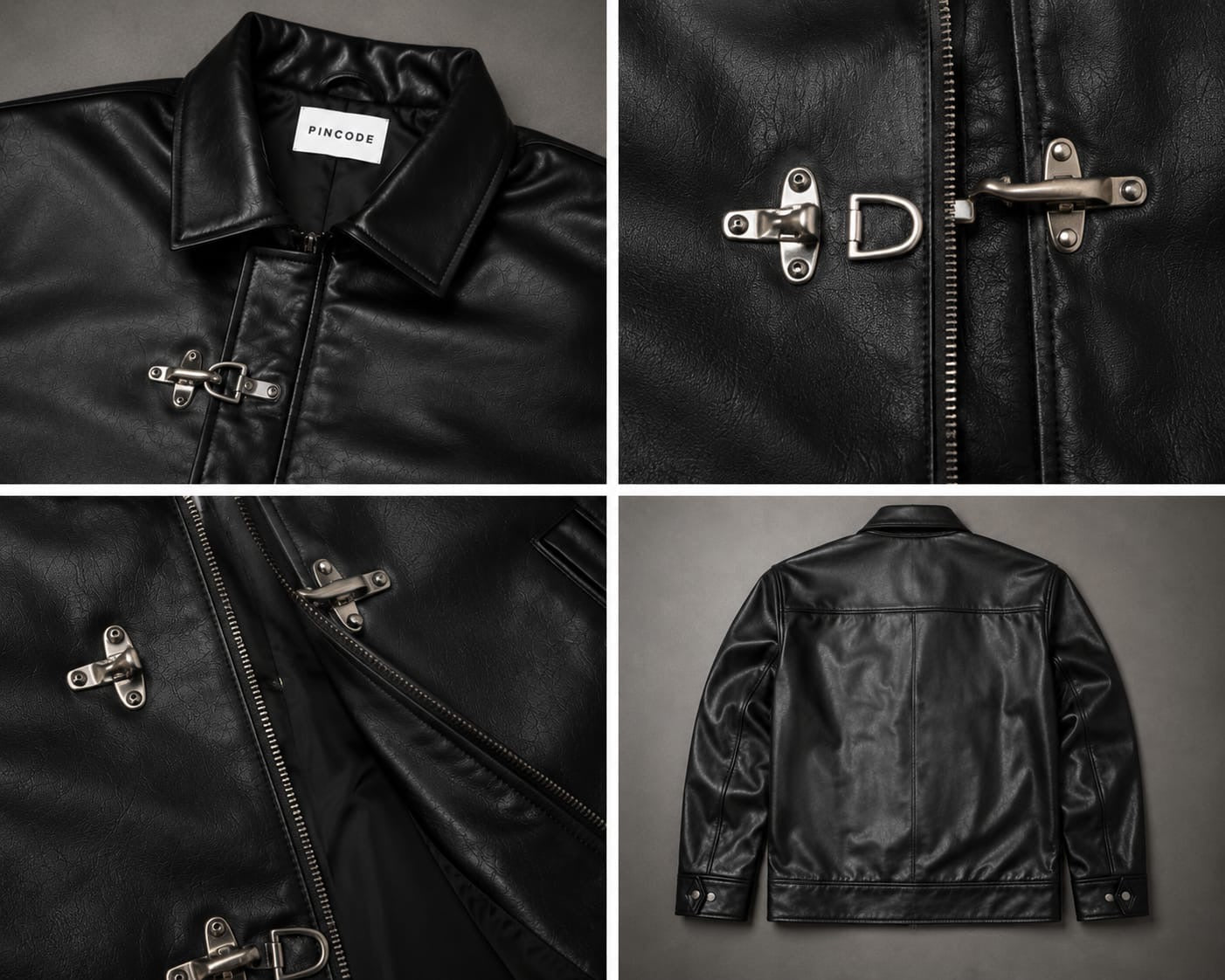 Clasp leather jacket
