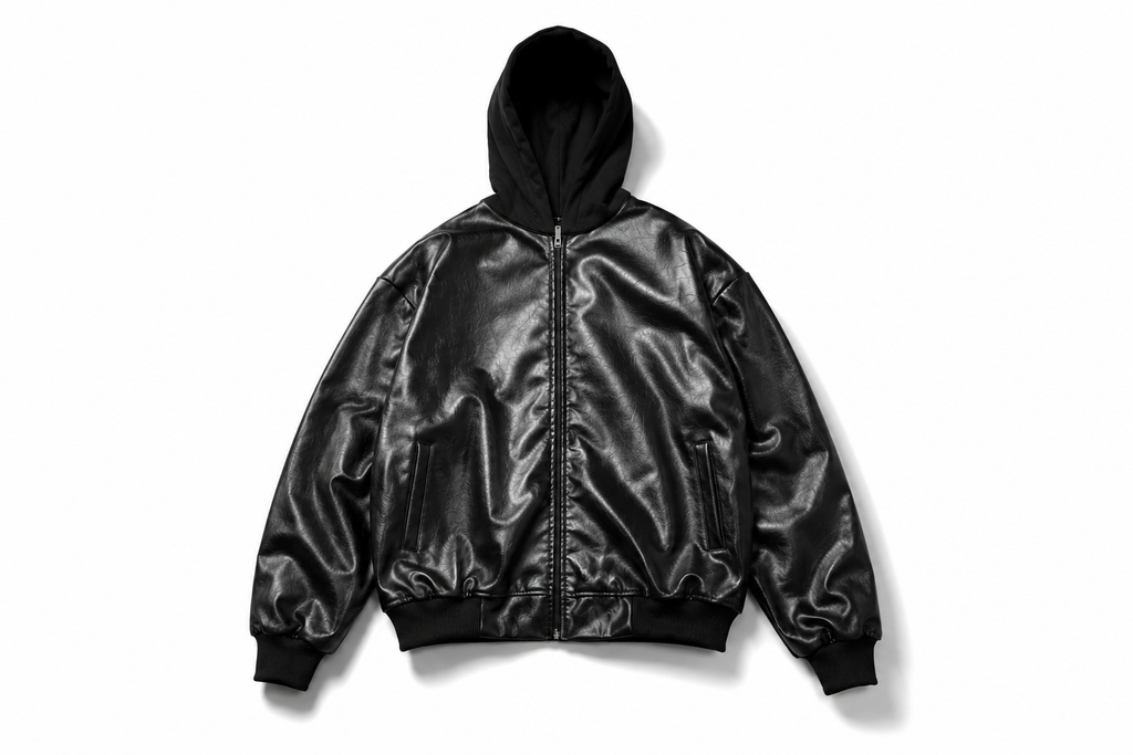 Hooded leather jacket