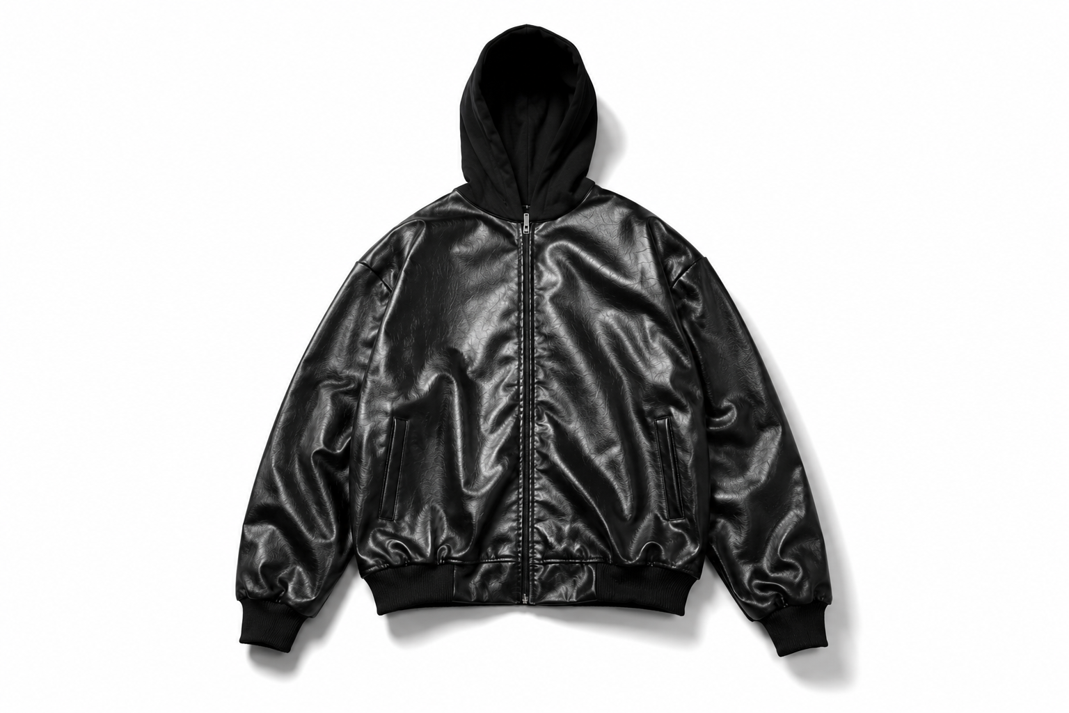 Hooded leather jacket